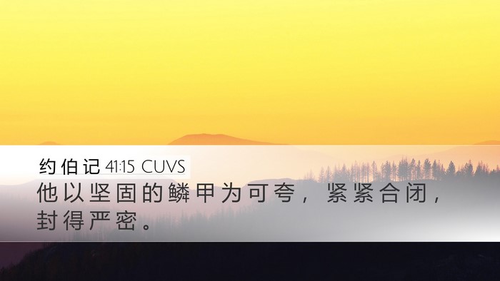 约 伯 记 41:15 CUVS Desktop Wallpaper - 他 以 坚 固 的 鳞 甲 为 可 夸 ， 紧 - Desktop Bible Verse Wallpaper