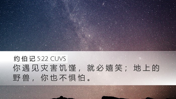 约 伯 记 5:22 CUVS Desktop Wallpaper - 你 遇 见 灾 害 饥 馑 ， 就 必 嬉 笑 - Desktop Bible Verse Wallpaper
