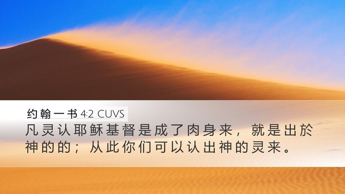 约 翰 一 书 4:2 CUVS Desktop Wallpaper - 凡 灵 认 耶 稣 基 督 是 成 了 肉 身 - Desktop Bible Verse Wallpaper
