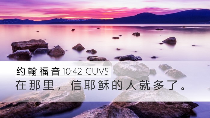 约 翰 福 音 10:42 CUVS Desktop Wallpaper - 在 那 里 ， 信 耶 稣 的 人 就 多 了 - Desktop Bible Verse Wallpaper