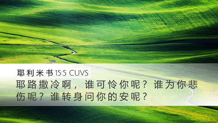 耶 利 米 书 15:5 CUVS Desktop Wallpaper - 耶 路 撒 冷 啊 ， 谁 可 怜 你 呢 ？ - Desktop Bible Verse Wallpaper