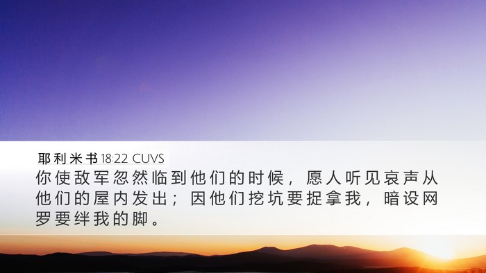 耶 利 米 书 18:22 CUVS Bible Verse Image