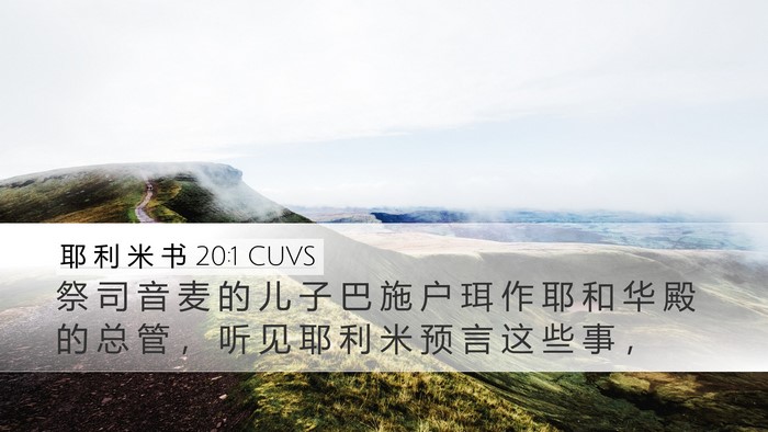 耶 利 米 书 20:1 CUVS Desktop Wallpaper - 祭 司 音 麦 的 儿 子 巴 施 户 珥 作 - Desktop Bible Verse Wallpaper