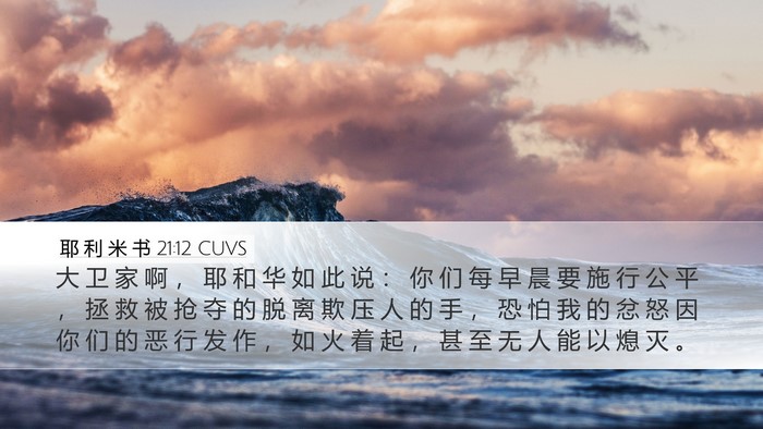 耶 利 米 书 21:12 CUVS Bible Verse Image
