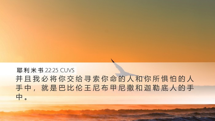 耶 利 米 书 22:25 CUVS Desktop Wallpaper - 并 且 我 必 将 你 交 给 寻 索 你 命 - Desktop Bible Verse Wallpaper