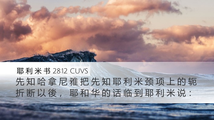 耶 利 米 书 28:12 CUVS Desktop Wallpaper - 先 知 哈 拿 尼 雅 把 先 知 耶 利 米 - Desktop Bible Verse Wallpaper