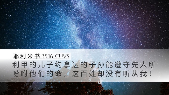 耶 利 米 书 35:16 CUVS Desktop Wallpaper - 利 甲 的 儿 子 约 拿 达 的 子 孙 能 - Desktop Bible Verse Wallpaper