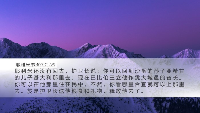 耶 利 米 书 40:5 CUVS Bible Verse Image