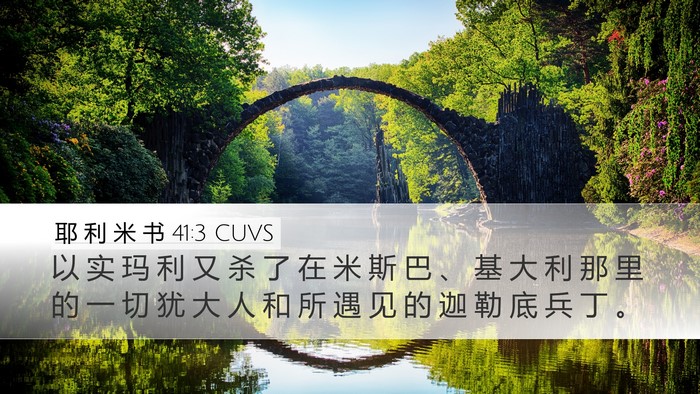 耶 利 米 书 41:3 CUVS Desktop Wallpaper - 以 实 玛 利 又 杀 了 在 米 斯 巴 、 - Desktop Bible Verse Wallpaper
