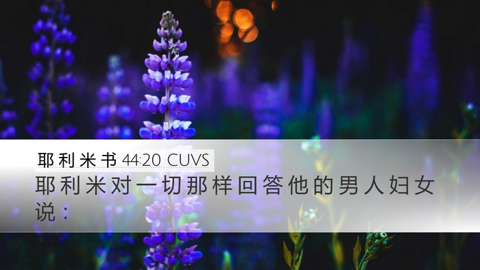 耶 利 米 书 44:20 CUVS Desktop Wallpaper - 耶 利 米 对 一 切 那 样 回 答 他 的 - Desktop Bible Verse Wallpaper
