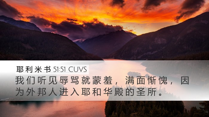 耶 利 米 书 51:51 CUVS Desktop Wallpaper - 我 们 听 见 辱 骂 就 蒙 羞 ， 满 面 - Desktop Bible Verse Wallpaper
