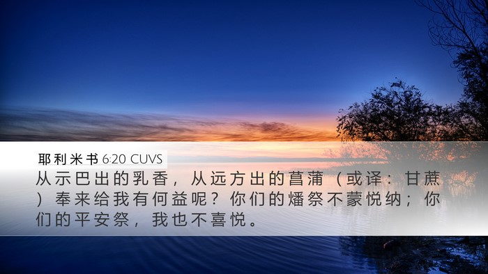 耶 利 米 书 6:20 CUVS Bible Verse Image