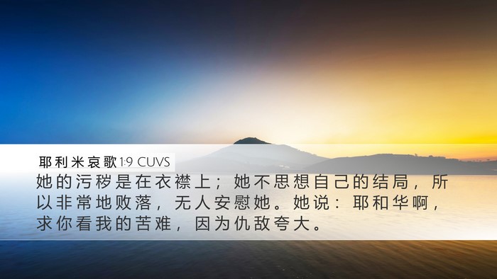 耶 利 米 哀 歌 1:9 CUVS Bible Verse Image