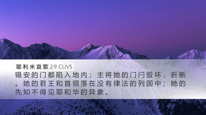 耶 利 米 哀 歌 2:9 CUVS Bible Verse Image