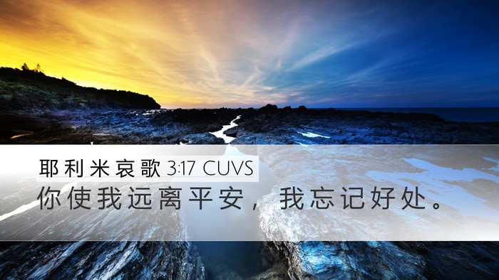 耶 利 米 哀 歌 3:17 CUVS Desktop Wallpaper - 你 使 我 远 离 平 安 ， 我 忘 记 好 - Desktop Bible Verse Wallpaper