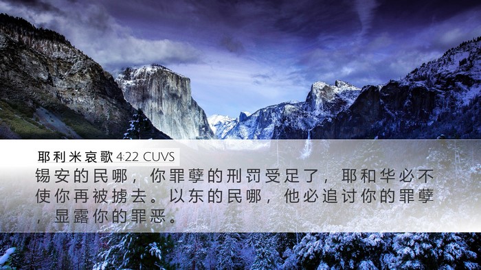 耶 利 米 哀 歌 4:22 CUVS Bible Verse Image