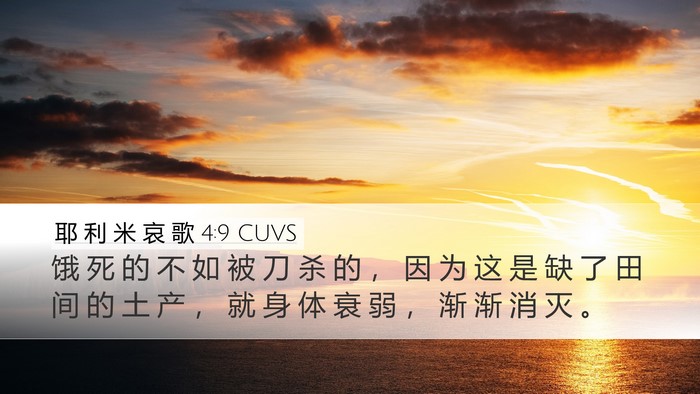 耶 利 米 哀 歌 4:9 CUVS Bible Verse Image