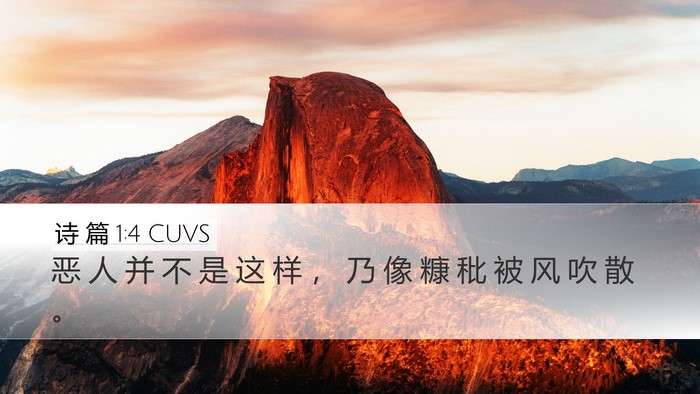 诗 篇 1:4 CUVS Desktop Wallpaper - 恶 人 并 不 是 这 样 ， 乃 像 糠 秕 - Desktop Bible Verse Wallpaper