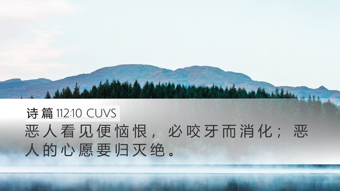 诗 篇 112:10 CUVS Desktop Wallpaper - 恶 人 看 见 便 恼 恨 ， 必 咬 牙 而 - Desktop Bible Verse Wallpaper