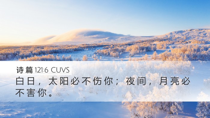 诗 篇 121:6 CUVS Desktop Wallpaper - 白 日 ， 太 阳 必 不 伤 你 ； 夜 间 - Desktop Bible Verse Wallpaper