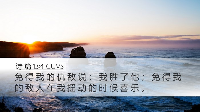 诗 篇 13:4 CUVS Desktop Wallpaper - 免 得 我 的 仇 敌 说 ： 我 胜 了 他 - Desktop Bible Verse Wallpaper
