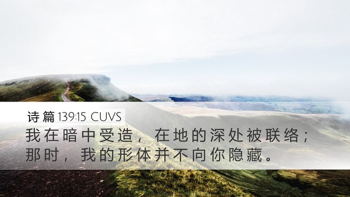 诗 篇 139:15 CUVS Desktop Wallpaper - 我 在 暗 中 受 造 ， 在 地 的 深 处 - Desktop Bible Verse Wallpaper