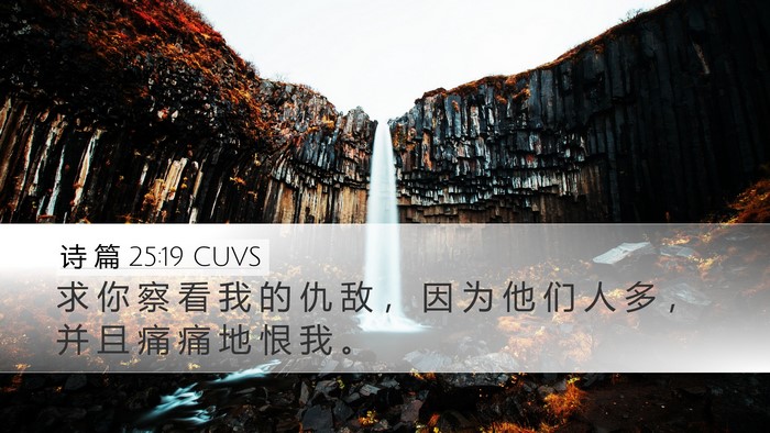 诗 篇 25:19 CUVS Bible Verse Image