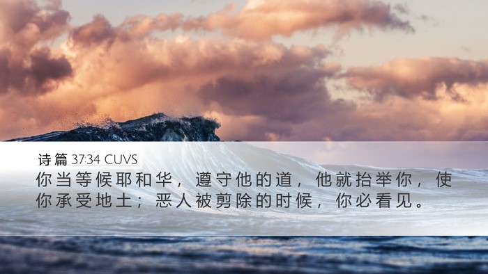 诗 篇 37:34 CUVS Bible Verse Image