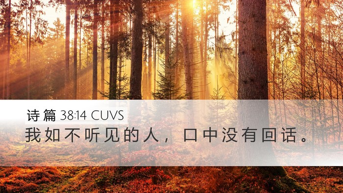 诗 篇 38:14 CUVS Desktop Wallpaper - 我 如 不 听 见 的 人 ， 口 中 没 有 - Desktop Bible Verse Wallpaper