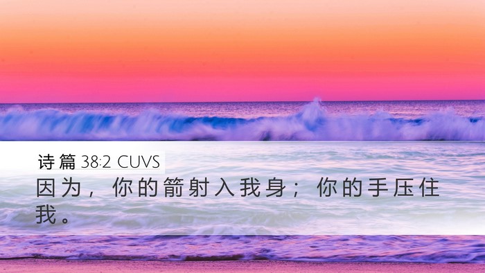 诗 篇 38:2 CUVS Desktop Wallpaper - 因 为 ， 你 的 箭 射 入 我 身 ； 你 - Desktop Bible Verse Wallpaper