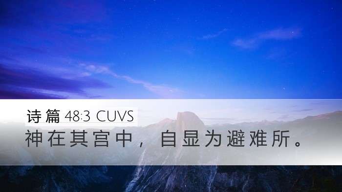 诗 篇 48:3 CUVS Desktop Wallpaper - 神 在 其 宫 中 ， 自 显 为 避 难 所 - Desktop Bible Verse Wallpaper