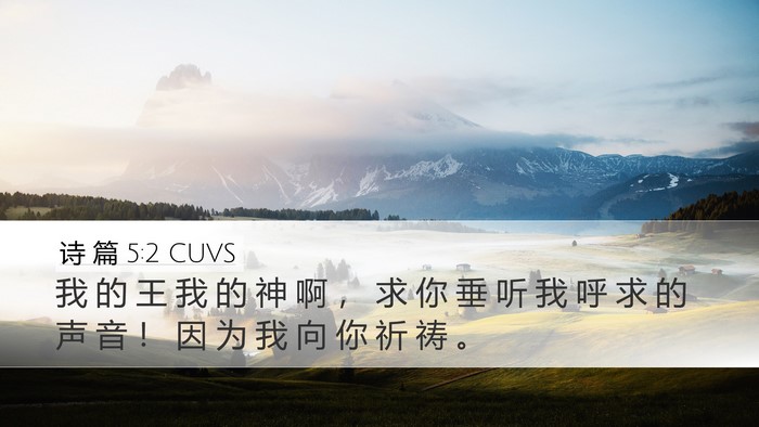 诗 篇 5:2 CUVS Desktop Wallpaper - 我 的 王 我 的 神 啊 ， 求 你 垂 听 - Desktop Bible Verse Wallpaper