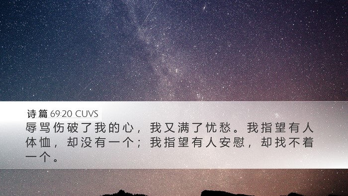 诗 篇 69:20 CUVS Desktop Wallpaper - 辱 骂 伤 破 了 我 的 心 ， 我 又 满 - Desktop Bible Verse Wallpaper