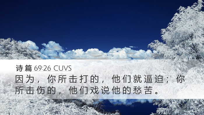 诗 篇 69:26 CUVS Desktop Wallpaper - 因 为 ， 你 所 击 打 的 ， 他 们 就 - Desktop Bible Verse Wallpaper