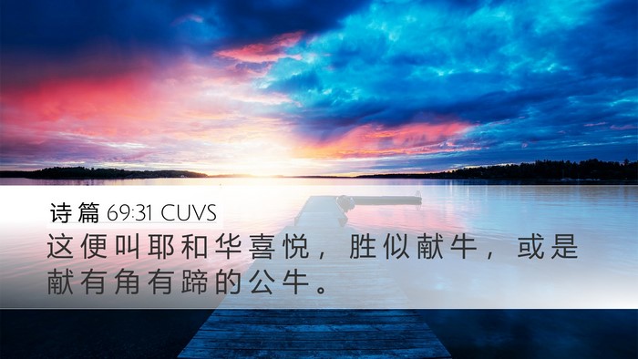 诗 篇 69:31 CUVS Desktop Wallpaper - 这 便 叫 耶 和 华 喜 悦 ， 胜 似 献 - Desktop Bible Verse Wallpaper