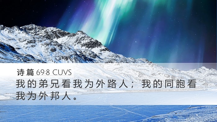诗 篇 69:8 CUVS Desktop Wallpaper - 我 的 弟 兄 看 我 为 外 路 人 ； 我 - Desktop Bible Verse Wallpaper