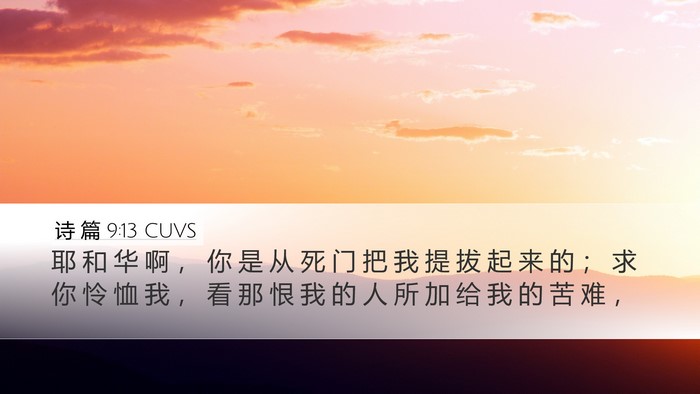 诗 篇 9:13 CUVS Desktop Wallpaper - 耶 和 华 啊 ， 你 是 从 死 门 把 我 - Desktop Bible Verse Wallpaper