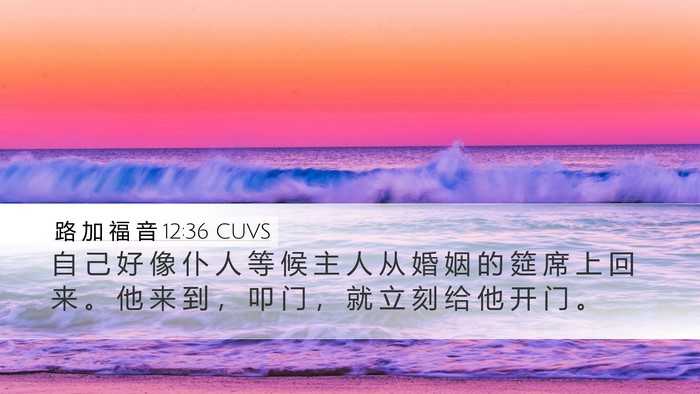 路 加 福 音 12:36 CUVS Desktop Wallpaper - 自 己 好 像 仆 人 等 候 主 人 从 婚 - Desktop Bible Verse Wallpaper