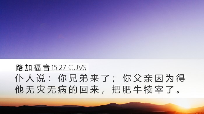 路 加 福 音 15:27 CUVS Desktop Wallpaper - 仆 人 说 ： 你 兄 弟 来 了 ； 你 父 - Desktop Bible Verse Wallpaper