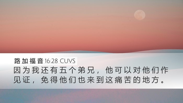 路 加 福 音 16:28 CUVS Desktop Wallpaper - 因 为 我 还 有 五 个 弟 兄 ， 他 可 - Desktop Bible Verse Wallpaper