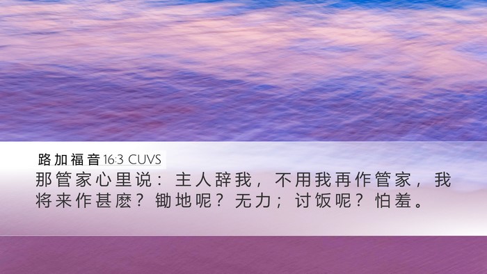 路 加 福 音 16:3 CUVS Bible Verse Image
