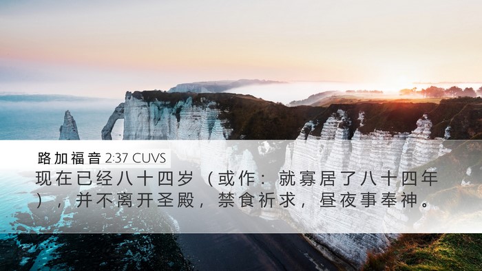 路 加 福 音 2:37 CUVS Bible Verse Image