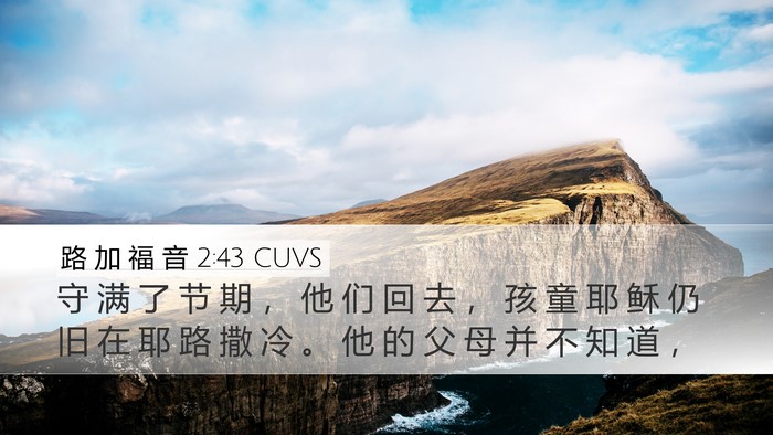路 加 福 音 2:43 CUVS Desktop Wallpaper - 守 满 了 节 期 ， 他 们 回 去 ， 孩 - Desktop Bible Verse Wallpaper