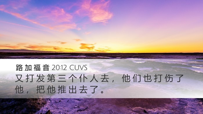 路 加 福 音 20:12 CUVS Desktop Wallpaper - 又 打 发 第 三 个 仆 人 去 ， 他 们 - Desktop Bible Verse Wallpaper