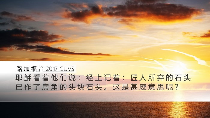 路 加 福 音 20:17 CUVS Desktop Wallpaper - 耶 稣 看 着 他 们 说 ： 经 上 记 着 - Desktop Bible Verse Wallpaper