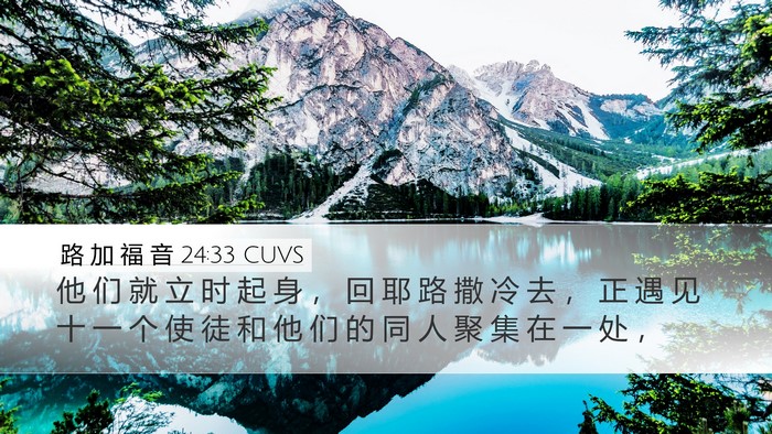 路 加 福 音 24:33 CUVS Desktop Wallpaper - 他 们 就 立 时 起 身 ， 回 耶 路 撒 - Desktop Bible Verse Wallpaper