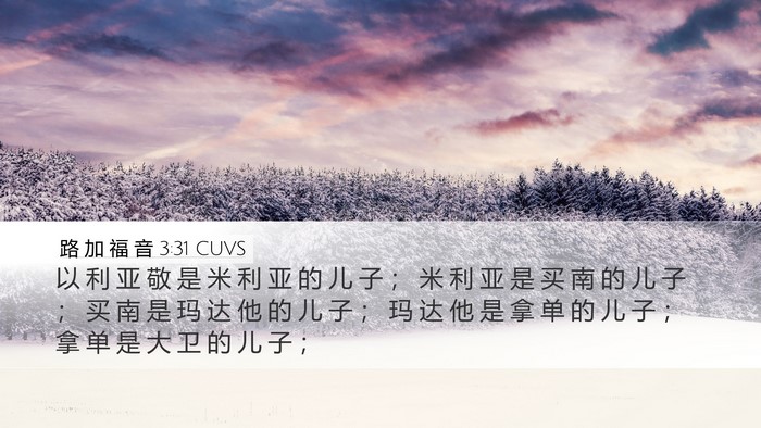 路 加 福 音 3:31 CUVS Desktop Wallpaper - 以 利 亚 敬 是 米 利 亚 的 儿 子 ； - Desktop Bible Verse Wallpaper