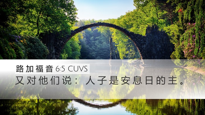 路 加 福 音 6:5 CUVS Desktop Wallpaper - 又 对 他 们 说 ： 人 子 是 安 息 日 - Desktop Bible Verse Wallpaper