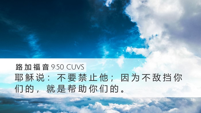 路 加 福 音 9:50 CUVS Desktop Wallpaper - 耶 稣 说 ： 不 要 禁 止 他 ； 因 为 - Desktop Bible Verse Wallpaper