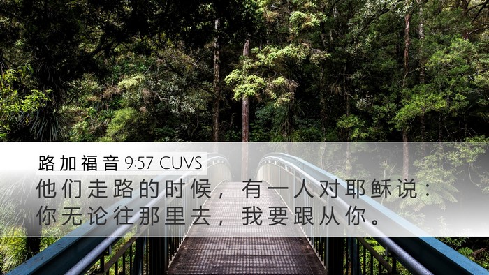 路 加 福 音 9:57 CUVS Desktop Wallpaper - 他 们 走 路 的 时 候 ， 有 一 人 对 - Desktop Bible Verse Wallpaper